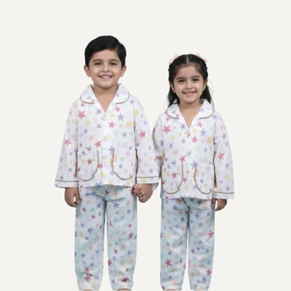 Pastel star cotton night suit for kids