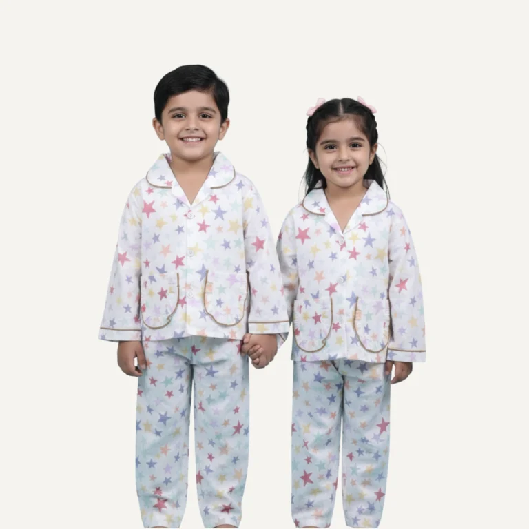 Pastel star cotton night suit for kids